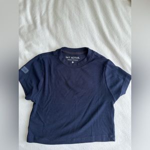 Set active navy blue cropped t shirt